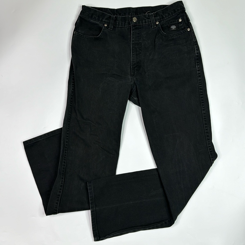 Vintage Harley Davidson Black Bootcut Denim Jeans Size 12L 2000 Y2K